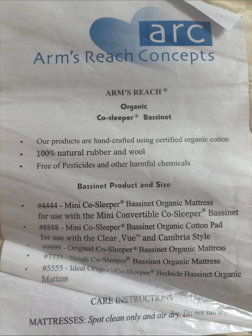 Arm's Reach Concepts organic bassinet mattress